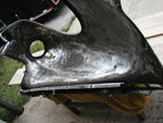 Back side of fender after cleaning
